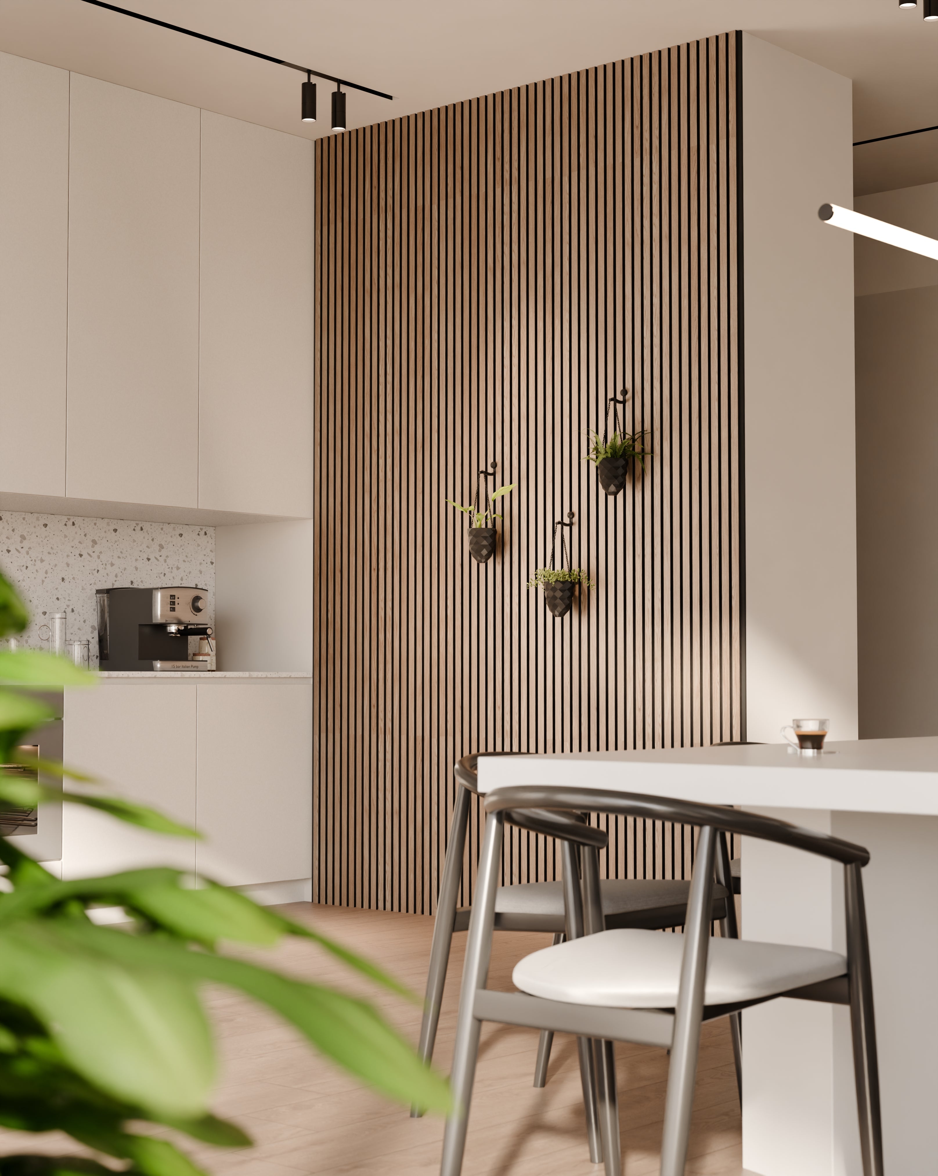 Hangende plantenvaas voor akoestische panelen