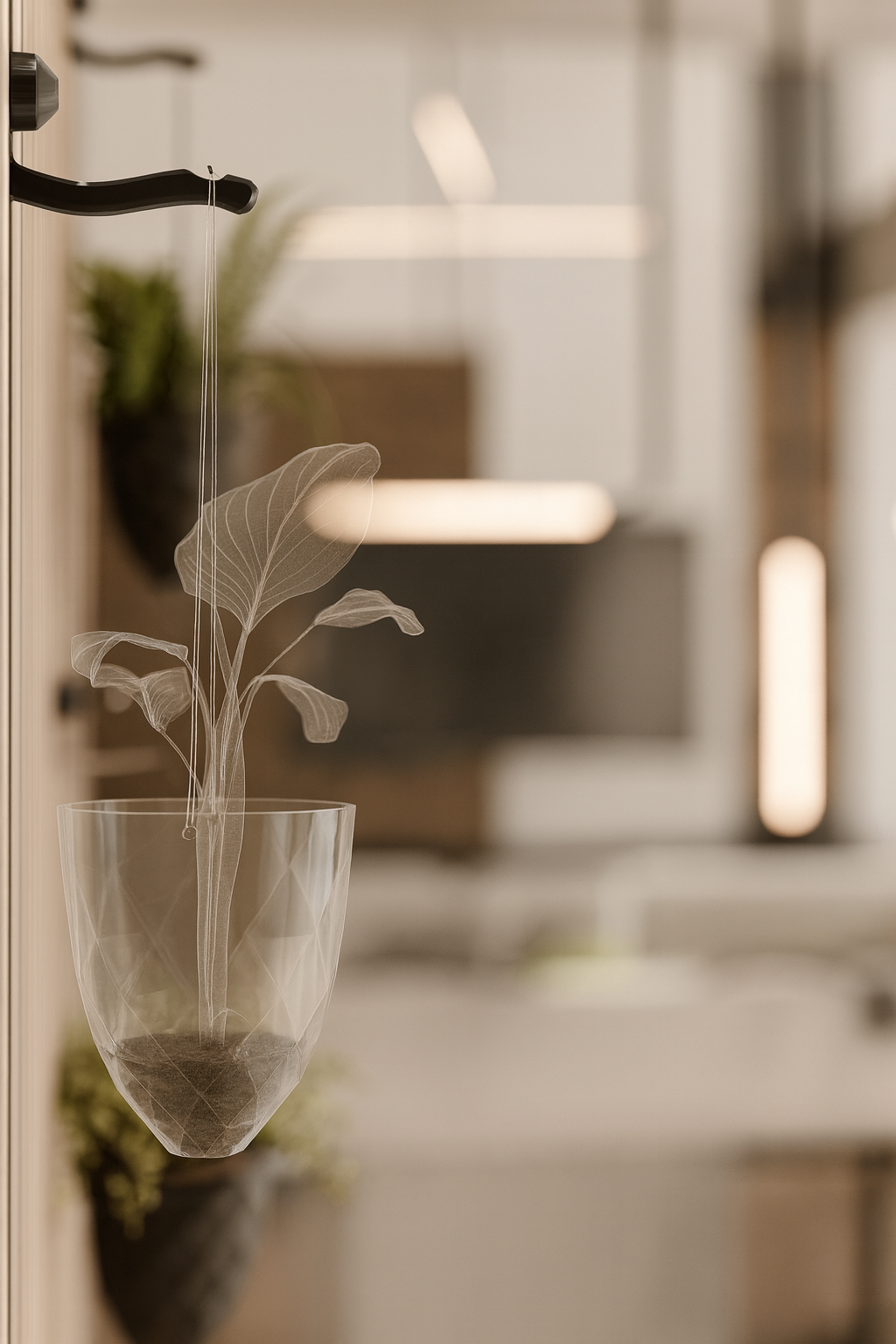 Hanging plant mount for acoustic panels